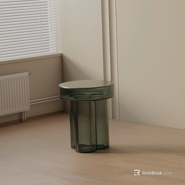 Modern Glass Side Table With Round Top And Cylindrical Base In Light Room 3d model 
