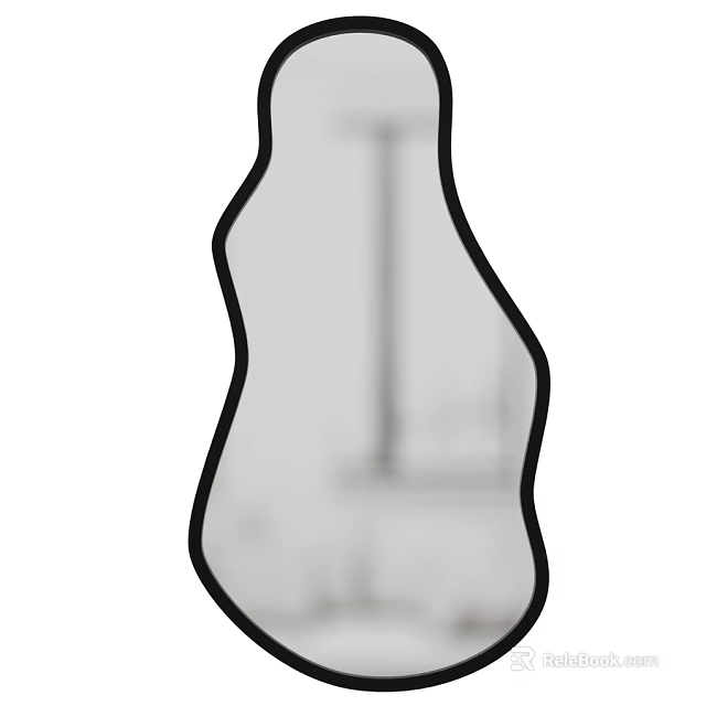 Modern Irregular Shaped Mirror With Black Frame For Home Interior Decor 3d model 