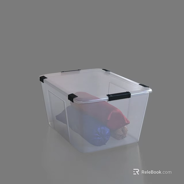 Transparent Storage Basket With Black Handles Clear Design For Clothes Organizing 3d model 