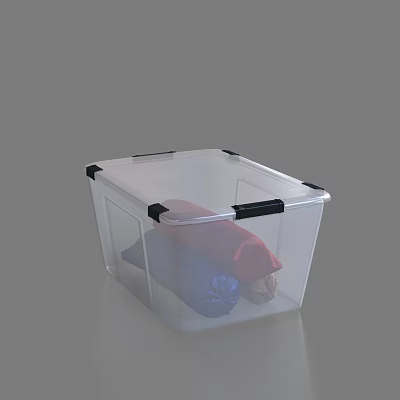 Transparent Storage Basket With Black Handles Clear Design For Clothes Organizing 3d model