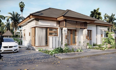 Modern single-family villa 3d model