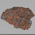 Colorful Red And Blue Fragment Pile Featuring Broken Pieces Abstract Formation