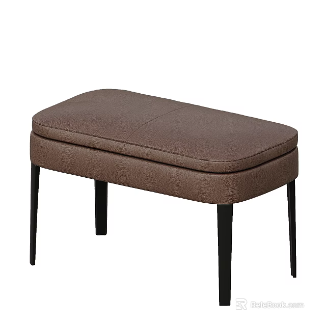 Modern Brown Upholstered Sofa Bench With Black Slim Legs Design 3d model 