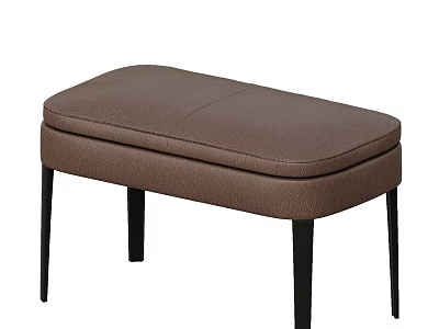 Modern Brown Upholstered Sofa Bench With Black Slim Legs Design 3d model
