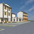 Modern Multi Story Buildings With White Gray Exterior Along Residential Street