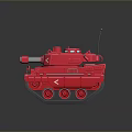 Red 3D Rendered Tank Model With Cannon Tracks And Antenna Features 3d model