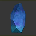 Natural Wood Stone Blue Polyhedron Sculpture With Cracked Surface And Reflective Base