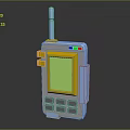 Retro Phone With Pink Antenna Blue Body Yellow Framed Screen Green Interface And Control Buttons