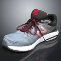 Gray Red Black Sports Sneakers With Red Laces Mesh Upper White Sole Comfortable Design
