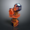Spiral Multi Level Wooden Treehouse With Balcony Glass Windows And Staircase