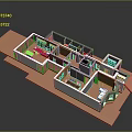 Pet Friendly 3D House Floor Plan With Living Room Bedroom And Furniture