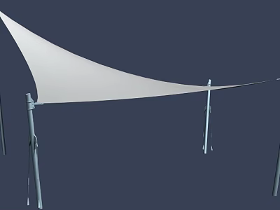 Modern White Shade Sail With Metal Support Poles For Outdoor Sun Protection 3d model