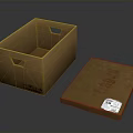 Brown Cardboard Storage Box With Original Lid And Label For Daily Use