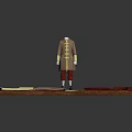 Mannequin In Brown Coat With Yellow Maroon And Brown Fabric Samples