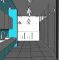 Public Restroom Interior With Multiple Sinks Stalls And Modern Chandeliers