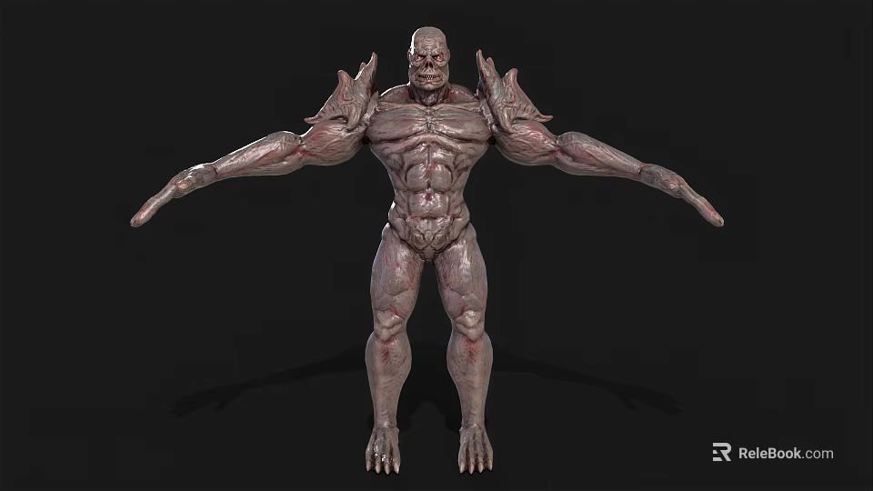 Fierce Muscular Game Movie Character With Horned Shoulders Sharp Claws And Powerful Stance 3d model 