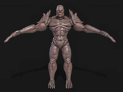 Fierce Muscular Game Movie Character With Horned Shoulders Sharp Claws And Powerful Stance 3d model