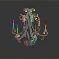 Turquoise Lighting Fixture Set With Ornate Curved Details And Elegant Candelabra Design