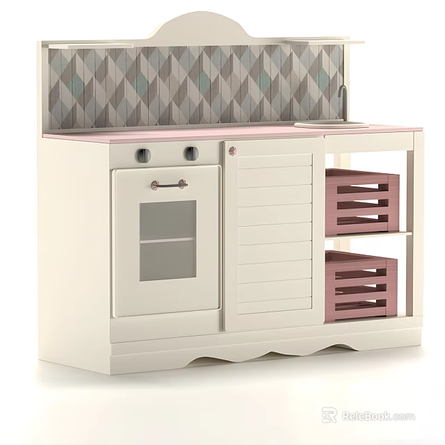 Modern Wooden Children's Bed With Storage Drawers And Colorful Safe Design Features 3d model 