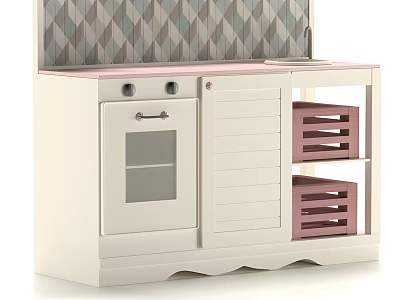 Modern Wooden Children's Bed With Storage Drawers And Colorful Safe Design Features 3d model