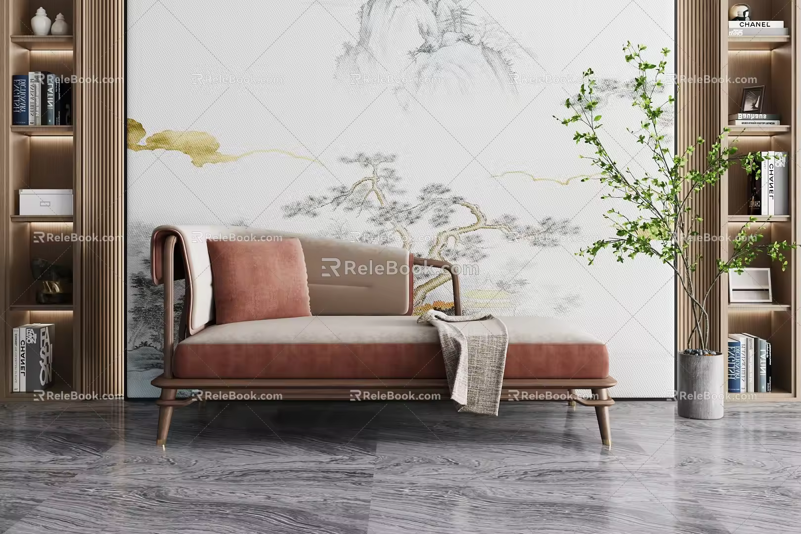 New Chinese-style chaise longue 3d model