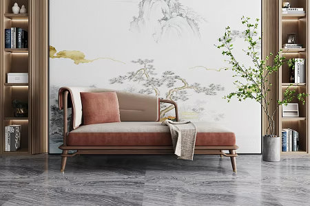 New Chinese-style chaise longue 3d model
