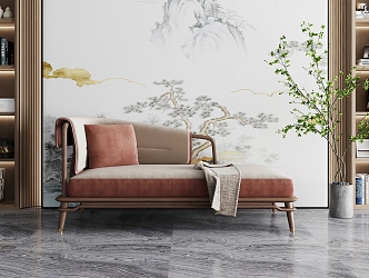 New Chinese-style chaise longue 3d model