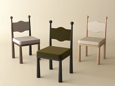 Modern Dining Chairs With Curved Backrest Upholstered Seats And Different Colors 3d model