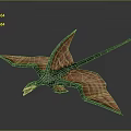 Realistic 3D Pterosaur Model With Red Green Wings And Long Tail In Flying Pose