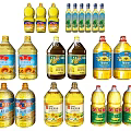 Various Cooking Oil Bottles From Different Brands With Colorful Packaging Displayed