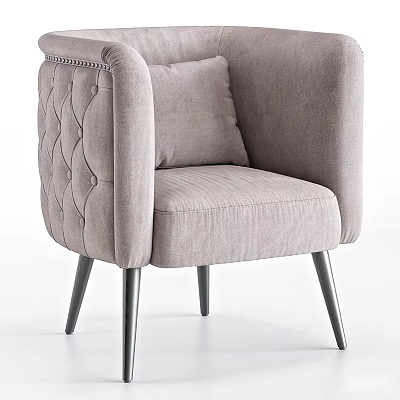 Light Gray Modern Single Sofa With Tufted Back Cushion Armrest And Black Slim Legs 3d model