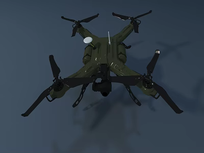 Intelligent Drone Design With Four Rotors Green Body Camera And Sturdy Structure 3d model