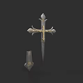 Unique Ornate Cross Pendant Jewelry With Golden Silver Metal Spikes Design