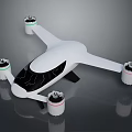 White Quadcopter Drone With Modern Aerodynamic Body And Four Propellers Structure 3d model