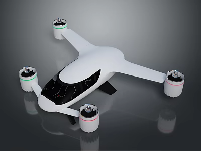 White Quadcopter Drone With Modern Aerodynamic Body And Four Propellers Structure 3d model