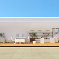 Modern Retail Store Interior With Display Shelves Wooden Flooring And Pendant Lights