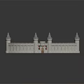 Cartoon Castle Scene With Multiple Towers Stone Walls Flags Green Grass And Reflection