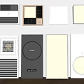 Various Modern Types Of Household Electrical Appliances Displayed On Wall And Floor