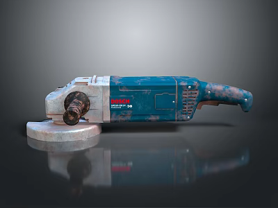 Bosch Blue And Silver Angle Grinder On Dark Background With Reflection 3d model