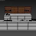 Modern Kitchen Interior Featuring White Base Cabinets Wooden Upper Storage And Smooth Countertop 3d model