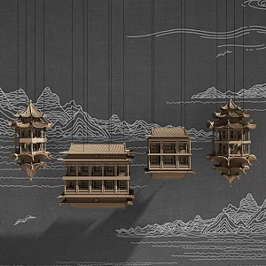 Chinese shaped chandelier decorative chandelier 3d model