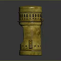 Vintage Brass Weapon Cylindrical Design With Handle And Decorative Holes
