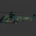 Teal Vintage Helicopter With Rotors Fuselage Windows And Landing Gear Details