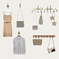 Wall Hanger Rack With Hooks Star Decorations Hanging Dress Shirt And Bags