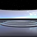 Elegant Modern Stage Featuring Blue Lighting Circular Steps And Globe Graphics 3d model