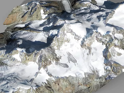 Rockery Stones With Snow Covered Surface And Natural Texture For Landscape Design 3d model