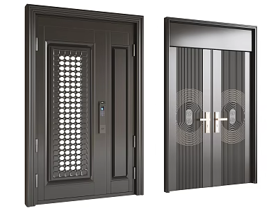 Stylish Security Doors With Ventilation And Decorative Details 3d model