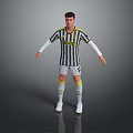 Game Movie Character 3D Render in Black White Striped Jersey Number 9 Standing Pose