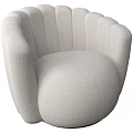White Plush Single Seater Sofa With Modern Curved Backrest And Rounded Shape 3d model