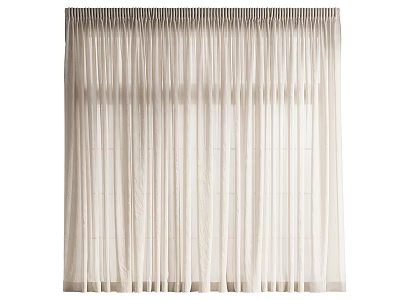 Ivory Sheer Pleated Curtains For Lightweight Flowy Home Interior Decor 3d model